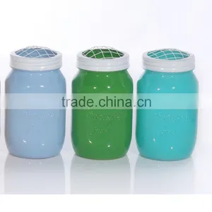 Hot Seller Colourful Embossed Glass Vase With Cove Mesh Lid thumbnail-2