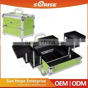 2016 Sunrise Popular Pvc Portable Makeup Artist Case Mini Cosmetic Box With 6 Expandable Trays Guangzhou Supplier thumbnail-1