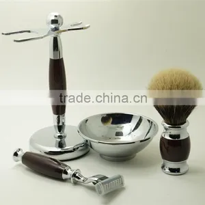 Hot Sale Metal Shaving Bowls Luxury Razors Real Badger Hair Brushes Shaving Set thumbnail-2