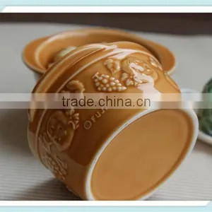 3d Ceramic Old Style Soup Bowl With Fruit Emboss thumbnail-2