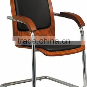 Plywood Bentwood Black Pvc pu With Solid Wood Arm Meeting Guest Office Chair Conference Chair A21-Y08 thumbnail-4