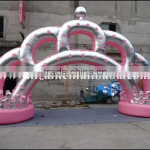 Oxford Cloth Pink Wedding Inflatable Arch/Inflatable Crown Arch thumbnail-2