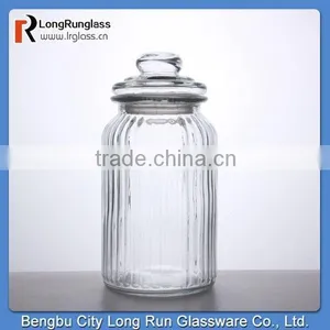 LongRun 2015 Stocked Feature 32oz Homeware Vintage-Style Ribbed Nuts Food Glass Jar Glassware Manufacture thumbnail-1