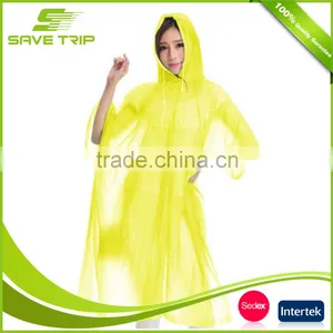 Eco-friendly Material Colorful Emergency Waterproof Disposable PE Poncho With Hood thumbnail-1