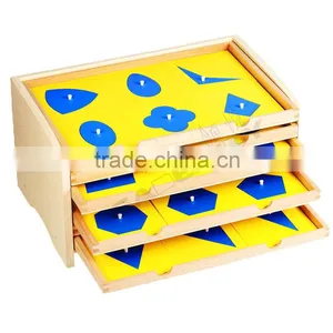 Montessori Materials in China Wooden Educational Toys for Geometric Cabinet With 35 Insets thumbnail-1
