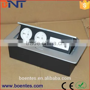 Tabletop/Desktop Pop Up Power Outlet With French Standard Sockets+USB+Data thumbnail-4