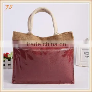 Factory Direct Sale Plain Jute Bag With Pvc Pocket thumbnail-1