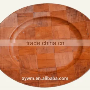 China Wholesale Red Wooden Woven Dessert Plate thumbnail-2