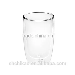 Heat Resistant Transparent Double Walled Pyrex Coffee Glass Mug thumbnail-3