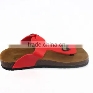 2015 Red Flip-flops Cork Outsole Lady Leather Sandal Shoes thumbnail-5