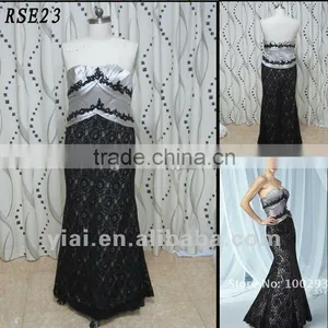 RSE23 Free Shipping Ladies Fashion Black Lace Real Sample Custom Taffeta Mother Of The Bride Dress With Jacket thumbnail-1