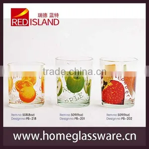 8 oz High Quality Fashion Screen Printing Glass Cup With Fruit Designs thumbnail-1
