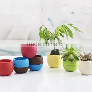 Mini Round Plastic Plant Flower Pot Home Office Decor Planter thumbnail-3