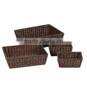 Walnut Finish Rattan Laundry Basket Wholesale thumbnail-1