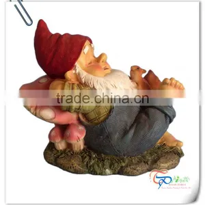 Popular Cute Resin Gnome/elf/dwarf Garden Statues With Mushroom thumbnail-1