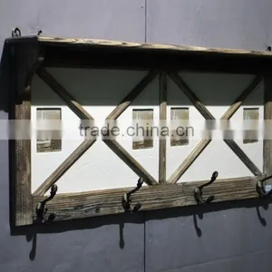 2016 Vintage Wood Wall Shelf With Hooks and Frames thumbnail-2