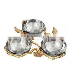 Silver Bowl Gold Plated Leaf Metal Bowl thumbnail-1