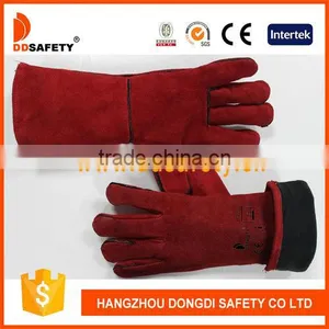 DDSAFETY 2017 Red Cow Split Leather Working Gloves With One Piece Back thumbnail-1