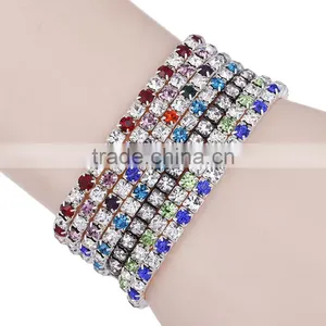 Stretch Colorful Sparkly Rhinestone Chain Bracelet thumbnail-1
