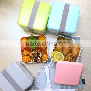 Food Grade BPA Free Plastic Two Layers Lunchbox , Reusable Take Away Lunch Box Food Containers thumbnail-2
