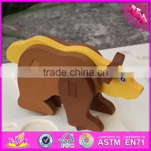 2017 New Product Children Diy Wooden Animals Puzzle Games W14G039 thumbnail-5