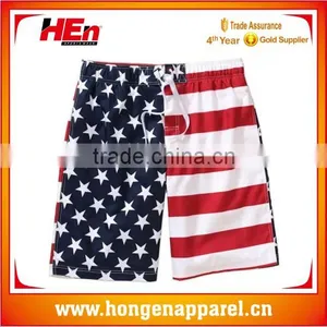 Hongen Apparel Popular USA Design Beach Shorts, America Flag Design Boardshorts thumbnail-1