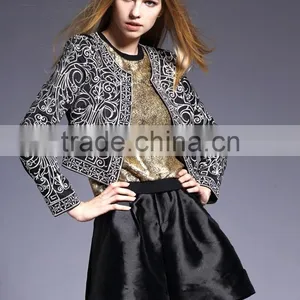 Auschalink Ladies Long Sleeve Fitted Embroidery Jackets Short Style Designs thumbnail-1