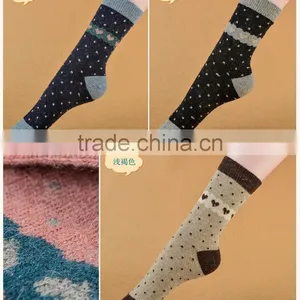 Jacquard Thick Feather Socks Custom Design Winter Indoor Lady Wool Sock thumbnail-1