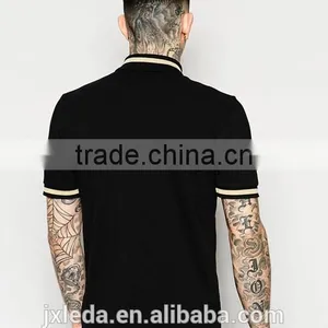 High Quality Casual Fit Men Black Pique Polo Shirt Manufacturer in China thumbnail-2