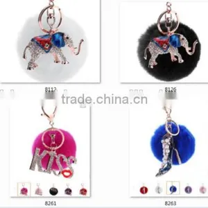 Shiny Unicorn Horse Animal Fur Pom Pom Keychain Bag Charms Unique Faux Fur Ball Bag Charms 2017 Keychain Premium Gifts thumbnail-5