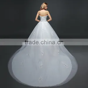MGOO Customised Ball Gown Floor Length Wedding Dress For Women Christian Wedding Dress Lace Sleeveless Elegant thumbnail-6