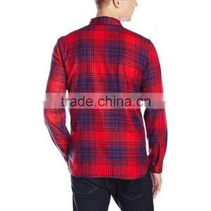 2015 China Custom Wholesale Shirt Red Flannel Shirt With Longsleeve thumbnail-2