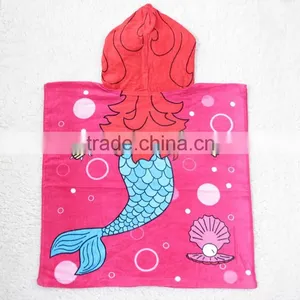 Hotsale Velour Printing Cotton Poncho Towel for Kids,custom Terry Cloth Poncho Hooded Beach Towel for Promotion thumbnail-2