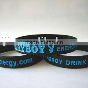 Hot Sale Logo Printed Black Silicone Wristband thumbnail-1