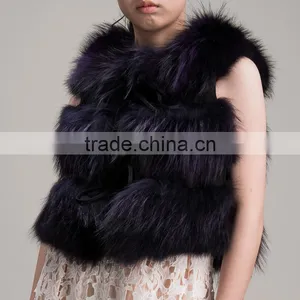 Myfur Lady Design Genuine Fox Fur Waistcoat Sleeveless Arctic Fox Fur Vest thumbnail-1