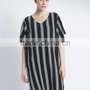 PLUS Striped Tunic Dress For Woman thumbnail-1