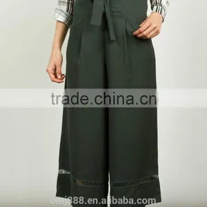 China Suppliers Women Tie Waist Trim Gaucho Pants thumbnail-1