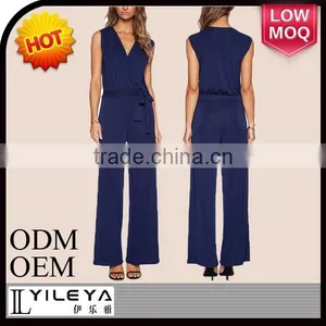 2015 Latest Spring Simple Sexy Blue Ladies Adult Jumpsuit Pajama thumbnail-1