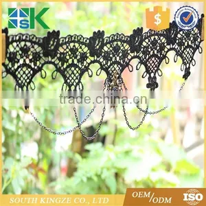 Hot Sale European and American Retro Party Queen Necklace Crystal Pendant False Collar Lace Necklace thumbnail-3
