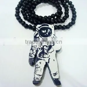 Hiphop Astronaut Style Light Wooden Necklace Acrylic Pendant Necklace thumbnail-1
