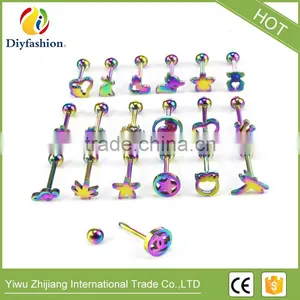 Many Styles Body Piercing Jewelry Animal Star Titanium Sigle Ball Tongue Ring thumbnail-2