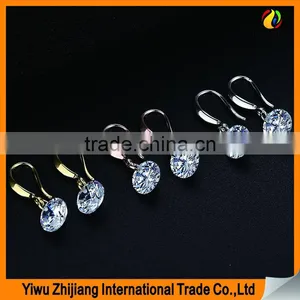 Hot Sell 8mm White Gold Plated Cubic Zricon Stone Earring For Women thumbnail-5