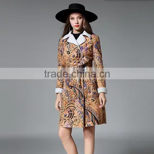 B40991A 2017 New Fashion Women Clothing Suede Long Printing Coat thumbnail-1
