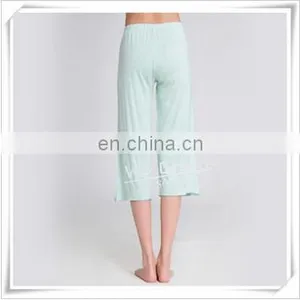 Women's Bamboo Jersey Spring Summer Pajama Lounge Pants 3/4 Length thumbnail-4