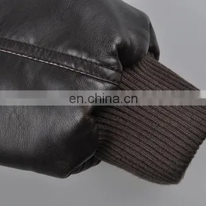 2015 Lastest Fashion Leather Top Grade Fur Collar Coat Men thumbnail-5