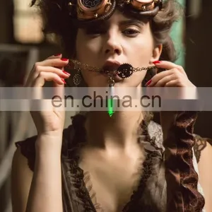 Steampunk Necklace With Gear-cogwheel and Light Capsule Pendant thumbnail-5