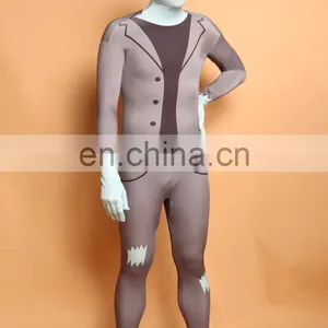 Unisex Adult Gray Slender Man Second Skin Zentai Suits Cosplay Dress thumbnail-1