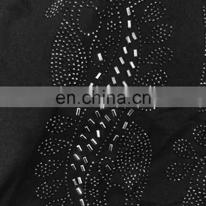 Women's Black Colour Lycra (Stretchable) Velvet Burkha With Black & Silver Stone Work & Stone Work On Dupatta (dubai Abaya2017) thumbnail-2