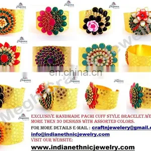 Pachhi Cuff Bracelet-Indian Traditional Pachi Bracelet- Pachi Fashion Bracelet-Wholesale Pachi Jewelry thumbnail-3