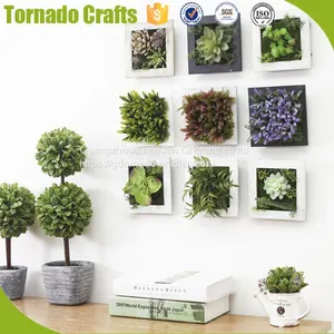 White Creative 3d Metope Succulent Plants Imitation Wooden Photo Frame Wall Decor Artificial Green Decoration thumbnail-3